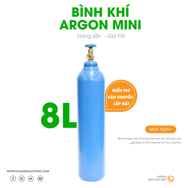 Bình khí Argon mini 8 Lít